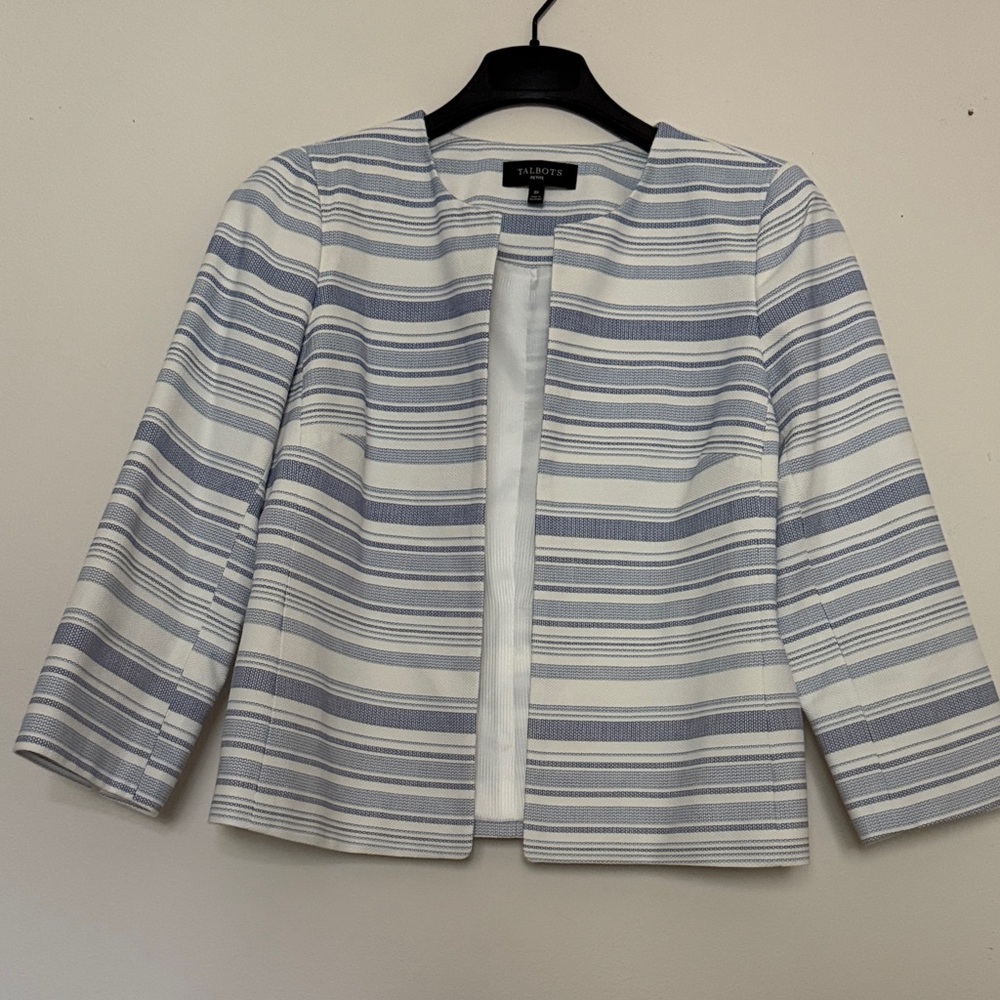 Talbots Women's Blue and White Striped Blazer